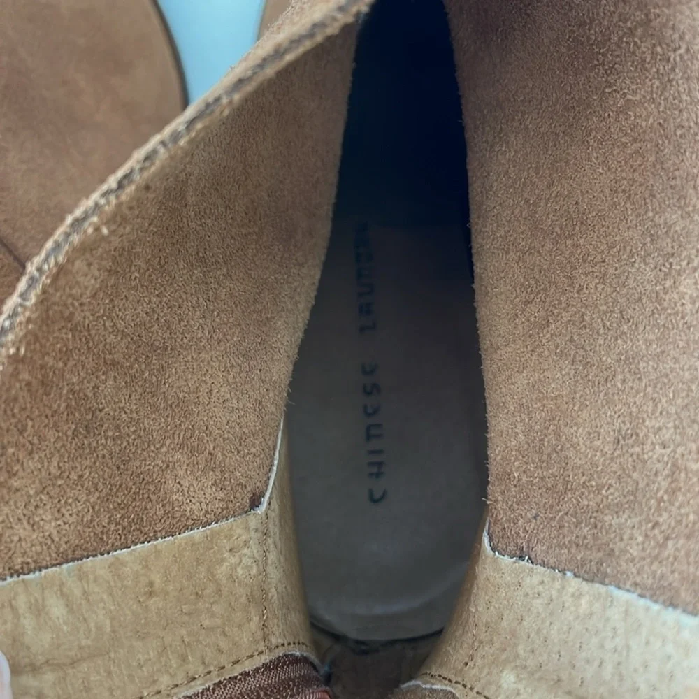 Chinese Laundry Camel Brown Suede Ankle Booties - Picture 5 of 6